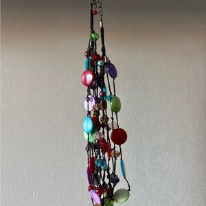 Premier designs spectrum multi strand necklace with multi colored shell beads
